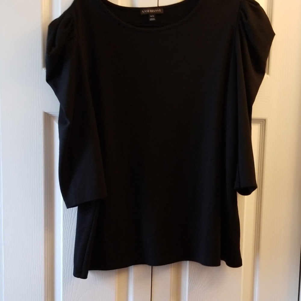 Black top with puff sleeves